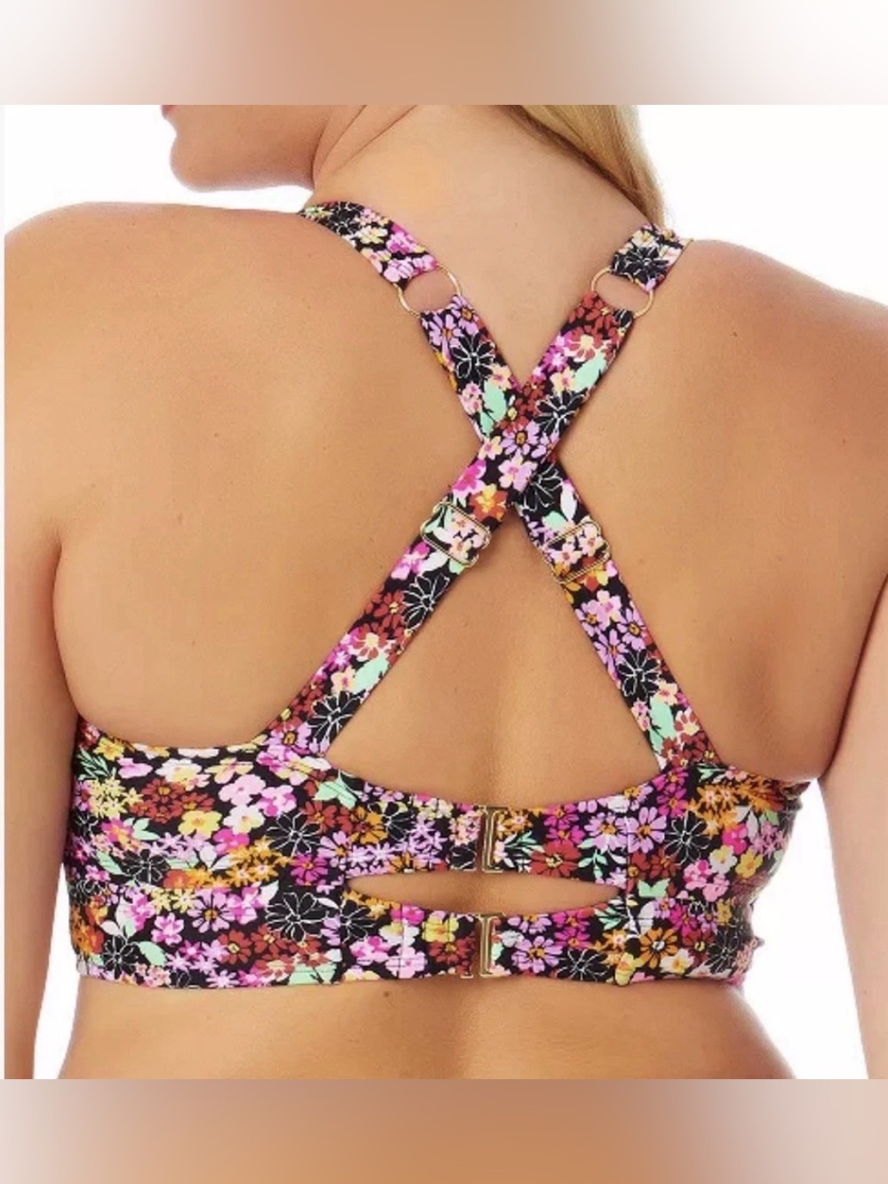 California Waves Salt + Cove Plus Ditsy-Print Bikini Top Size 2 (20/22) - Picture 2 of 7